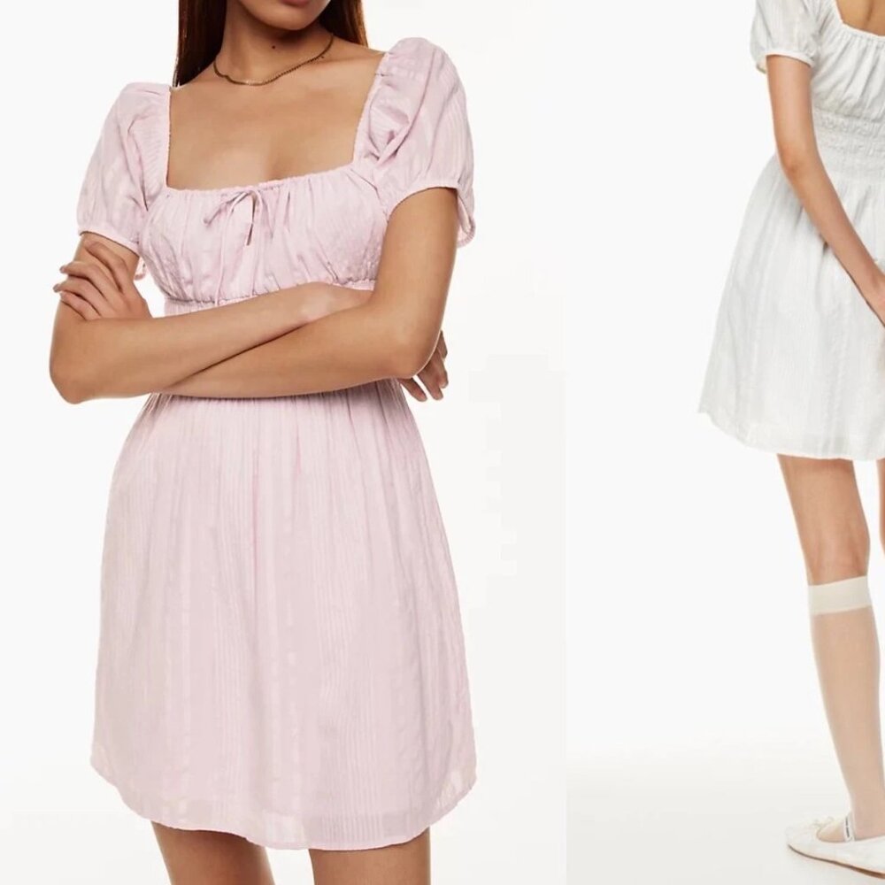 Aritzia Sunday Best Kay Puff-Shoulder Light Pink Dress Size Medium
